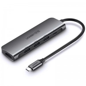 Paylayıcı kabel Ugreen CM136-50209 Type-C 3-Port USB 3.0+HDMI+PD Hub Gray